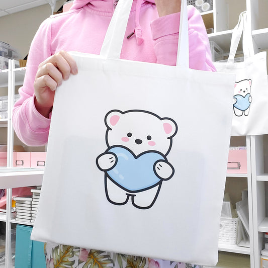 Tote bag | Bear heart -Blue