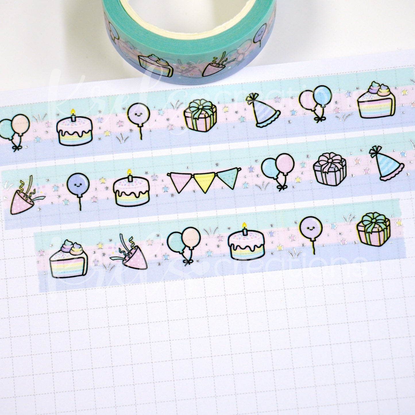 Celebration | Silver foil | 15mm washi tape