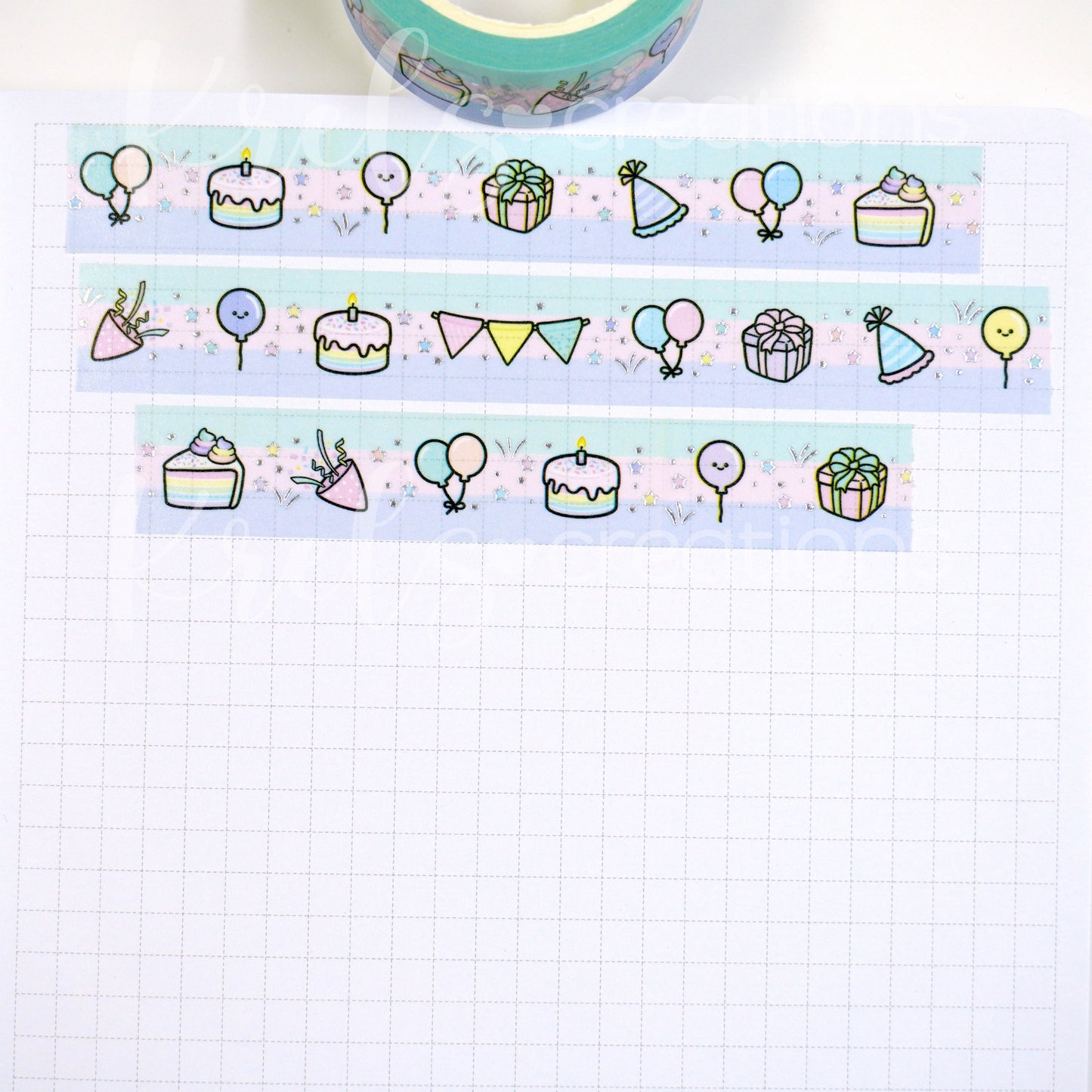 Celebration | Silver foil | 15mm washi tape