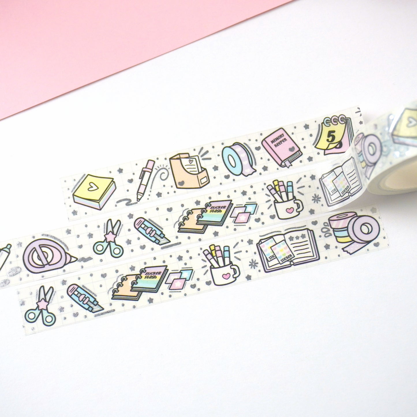 Planner love -White | Silver foil | 15mm washi tape