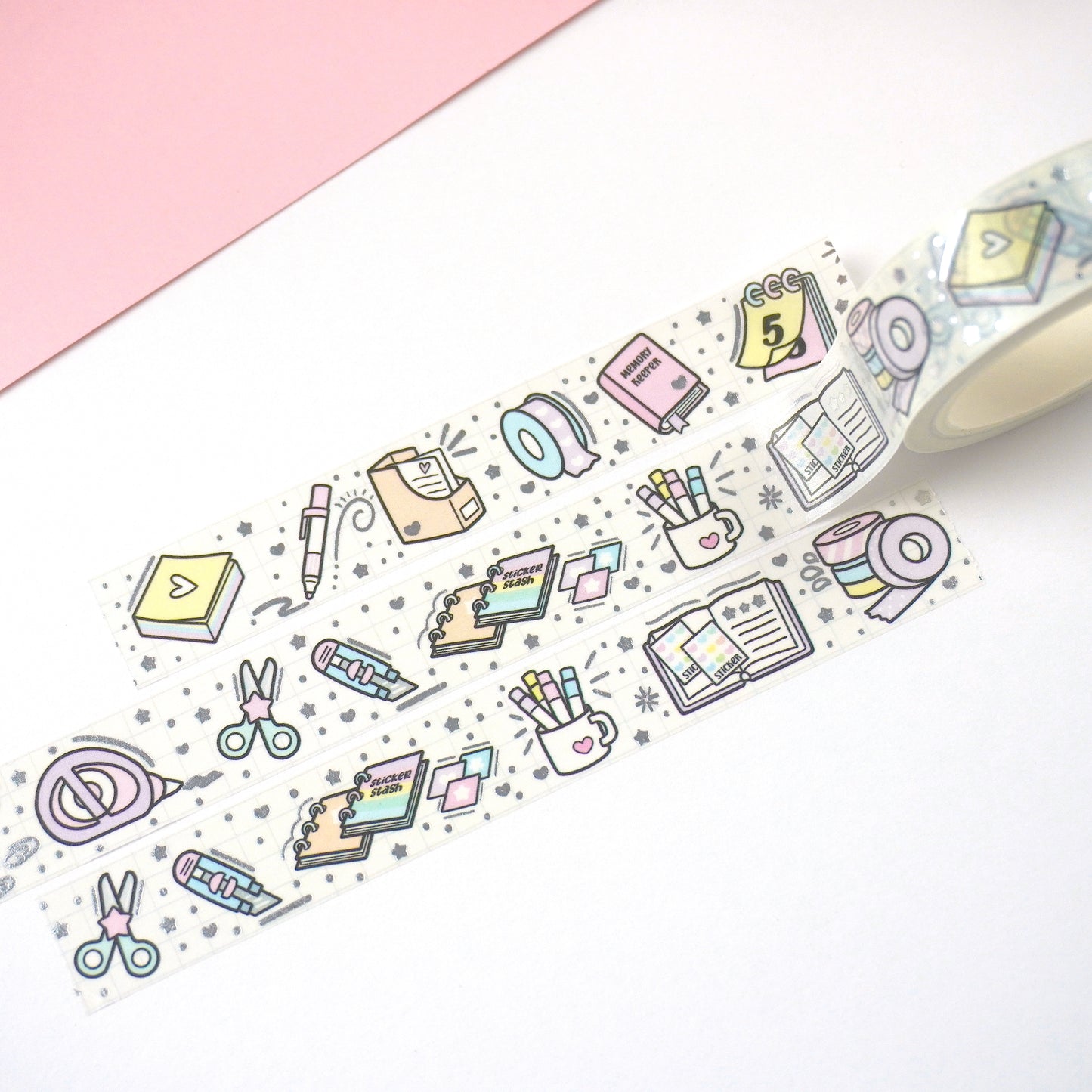 Planner love -White | Silver foil | 15mm washi tape