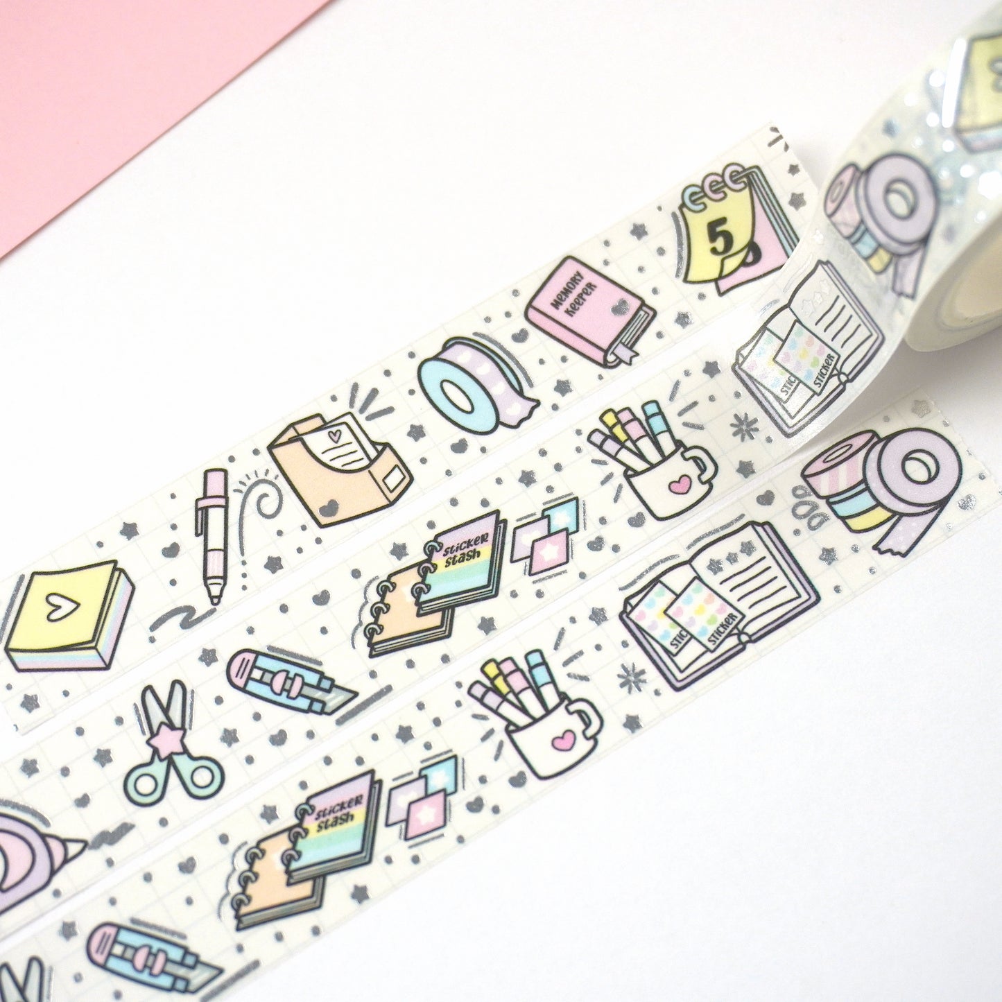 Planner love -White | Silver foil | 15mm washi tape