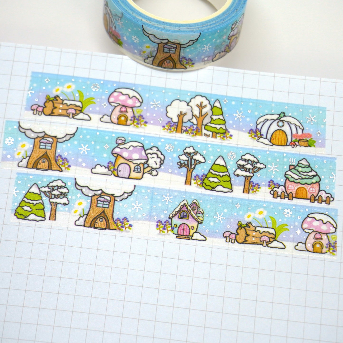 Magic Forest "Winter" | Silver foil | 15mm washi tape