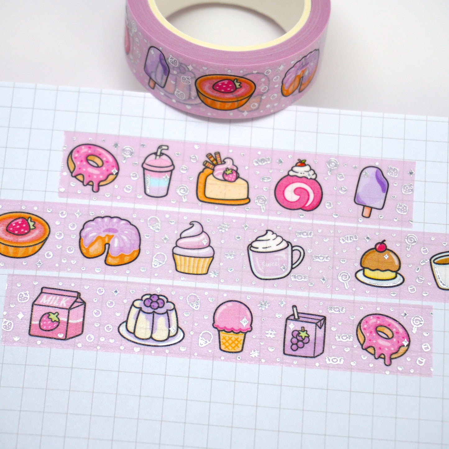 Sweet desserts | Silver foil | 15mm washi tape