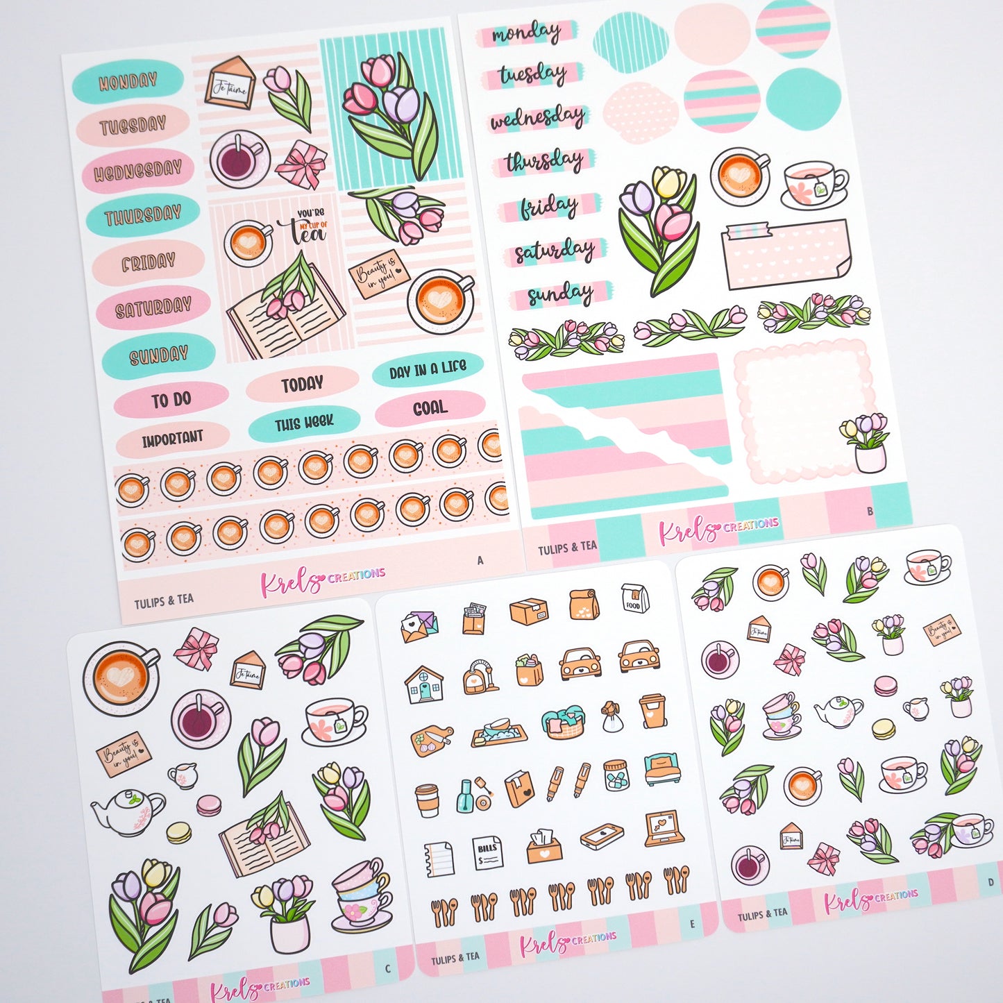 Tulips & Tea | Journaling sticker
