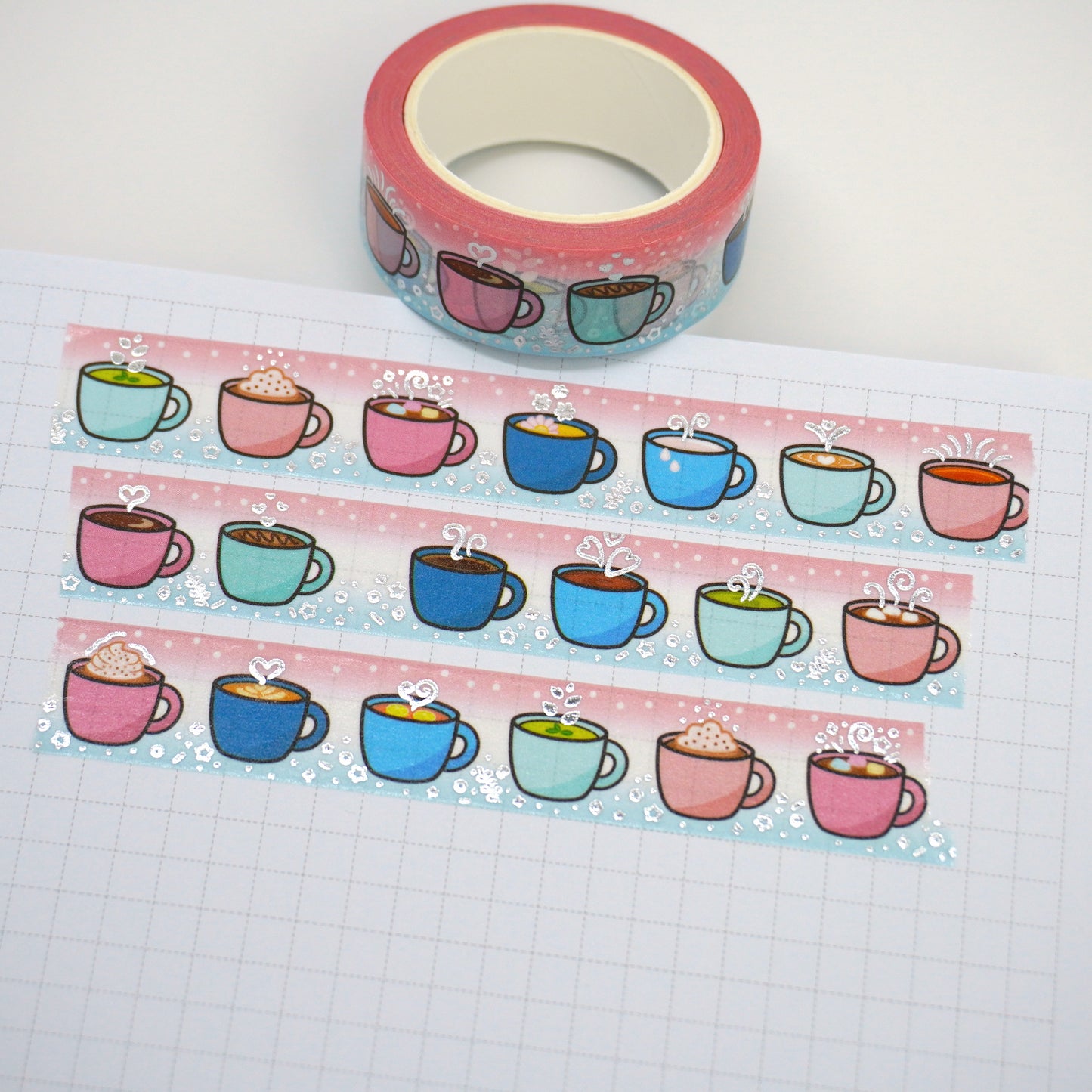 Cozy drinks | Silver foil | 15mm washi tape