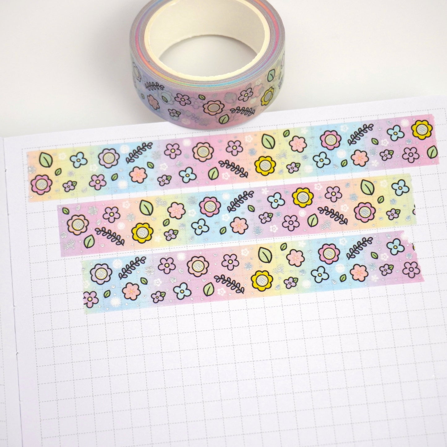 Wildflower rainbow | Holo foil | 15mm washi tape