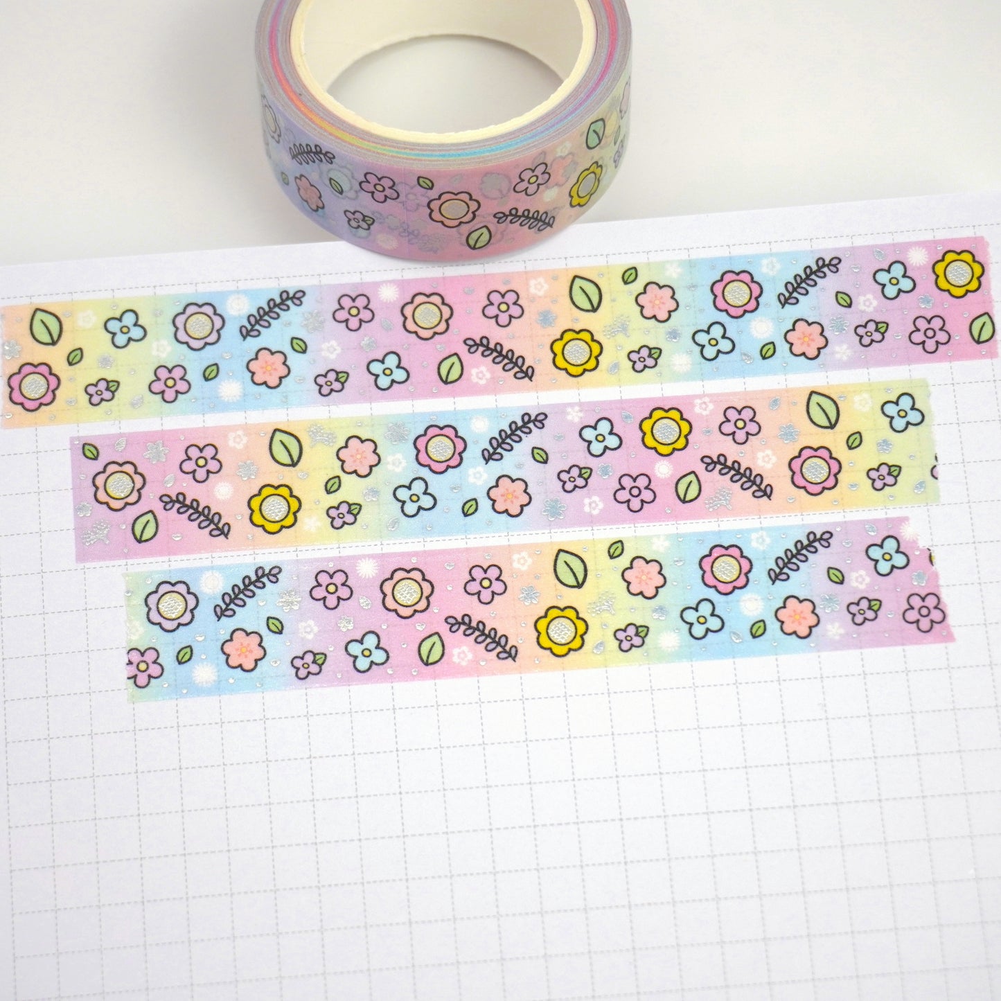 Wildflower rainbow | Holo foil | 15mm washi tape