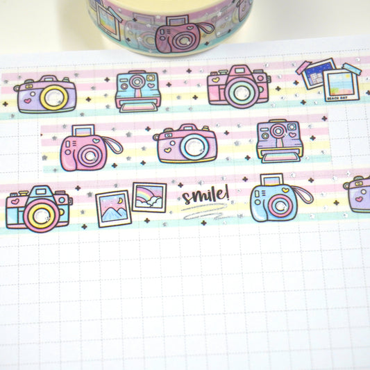 Cute cameras | Silver foil | 15mm washi tape