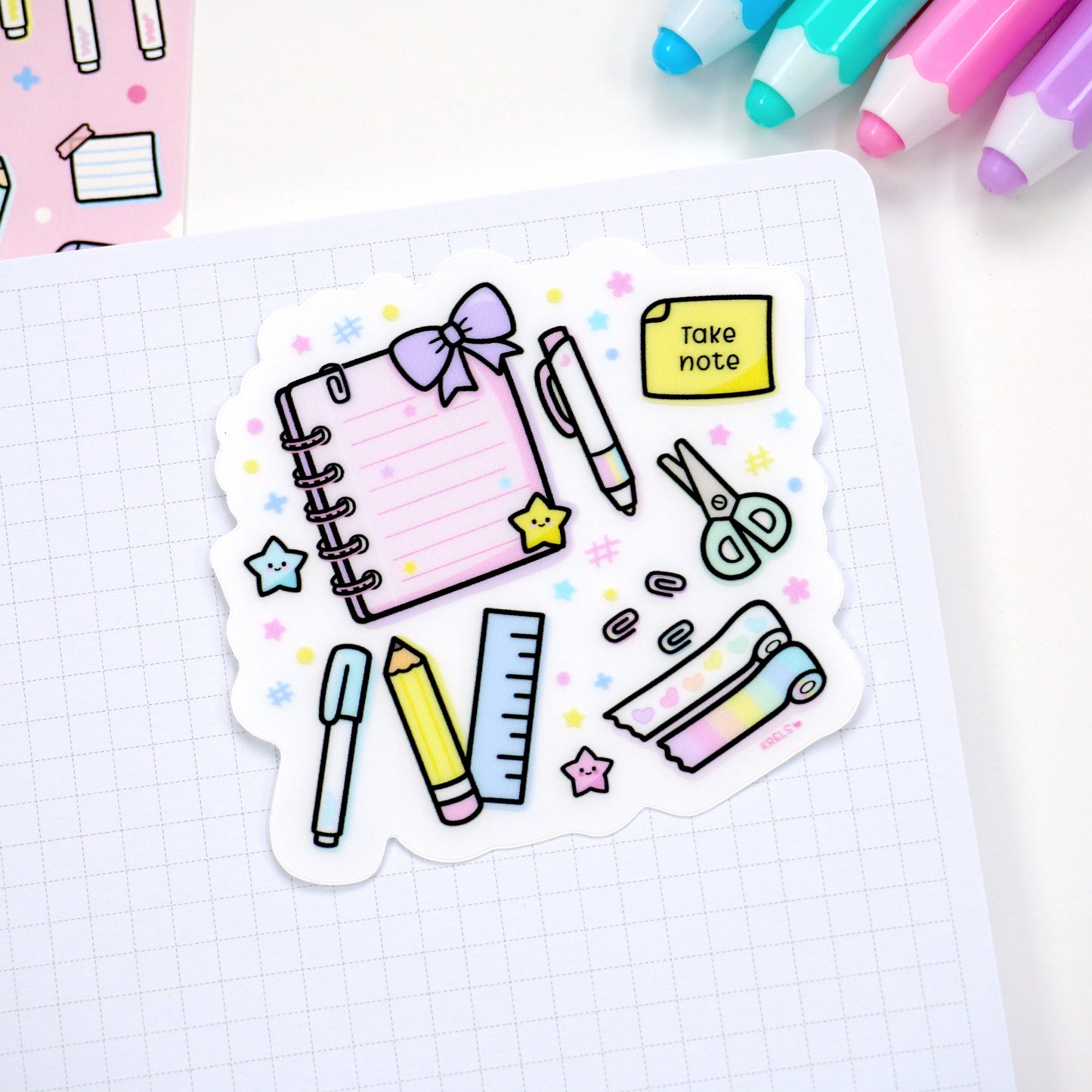 Paper and pen | Clear Vinyl die-cut sticker