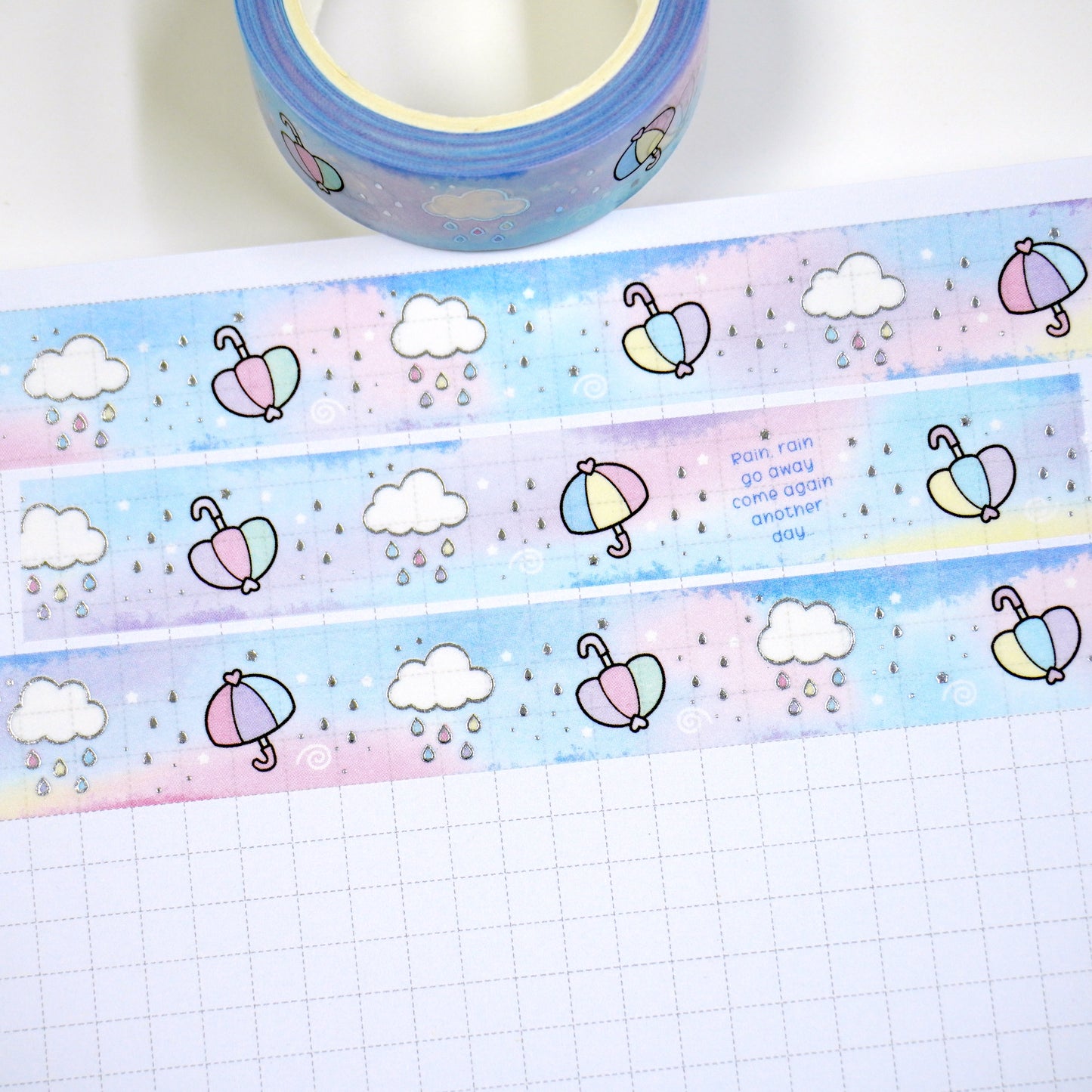 Under the rain | Silver foil | 15mm washi tape