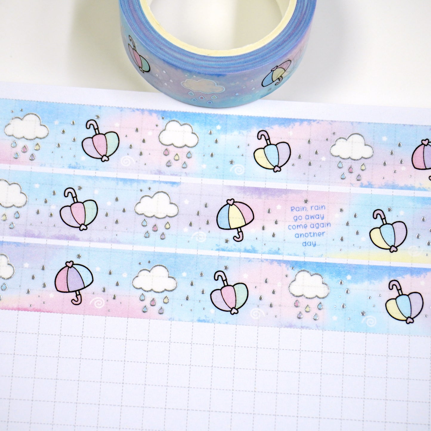 Under the rain | Silver foil | 15mm washi tape