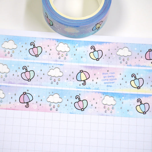 Under the rain | Silver foil | 15mm washi tape
