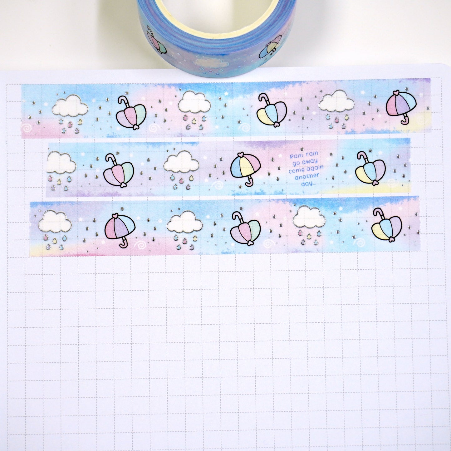 Under the rain | Silver foil | 15mm washi tape