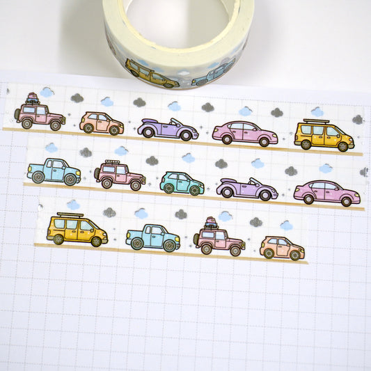 Road trip | Silver foil | 15mm washi tape