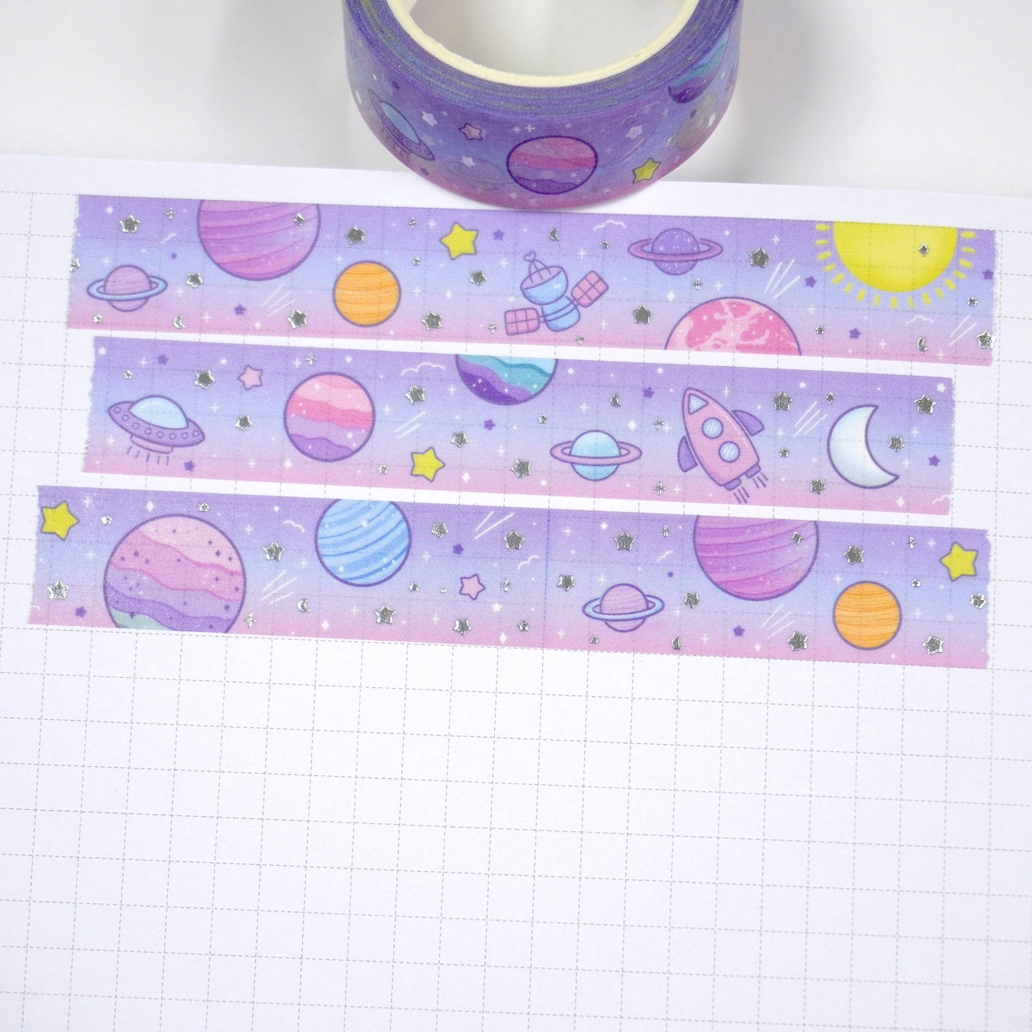 Pastel Outer Space | Silver foil | 15mm washi tape