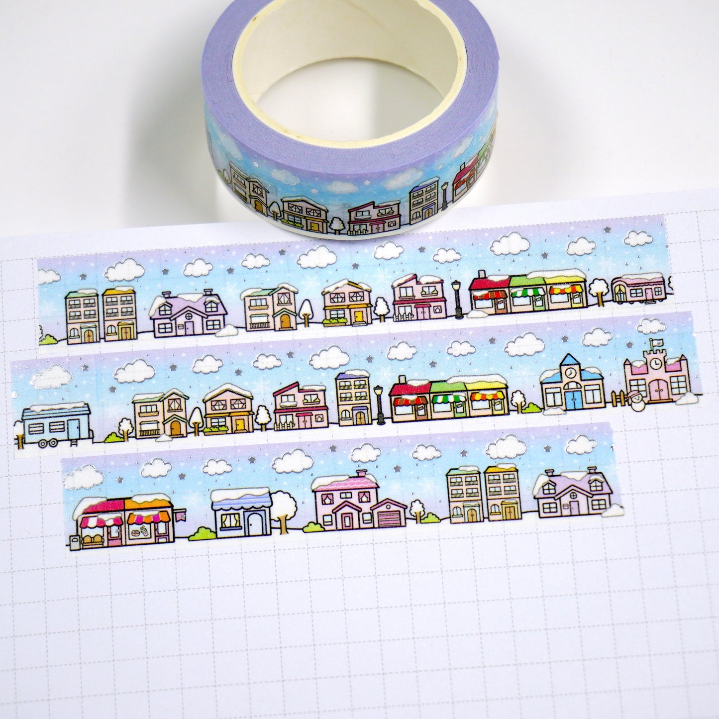 Hello town -Winter | Silver foil | 15mm washi tape