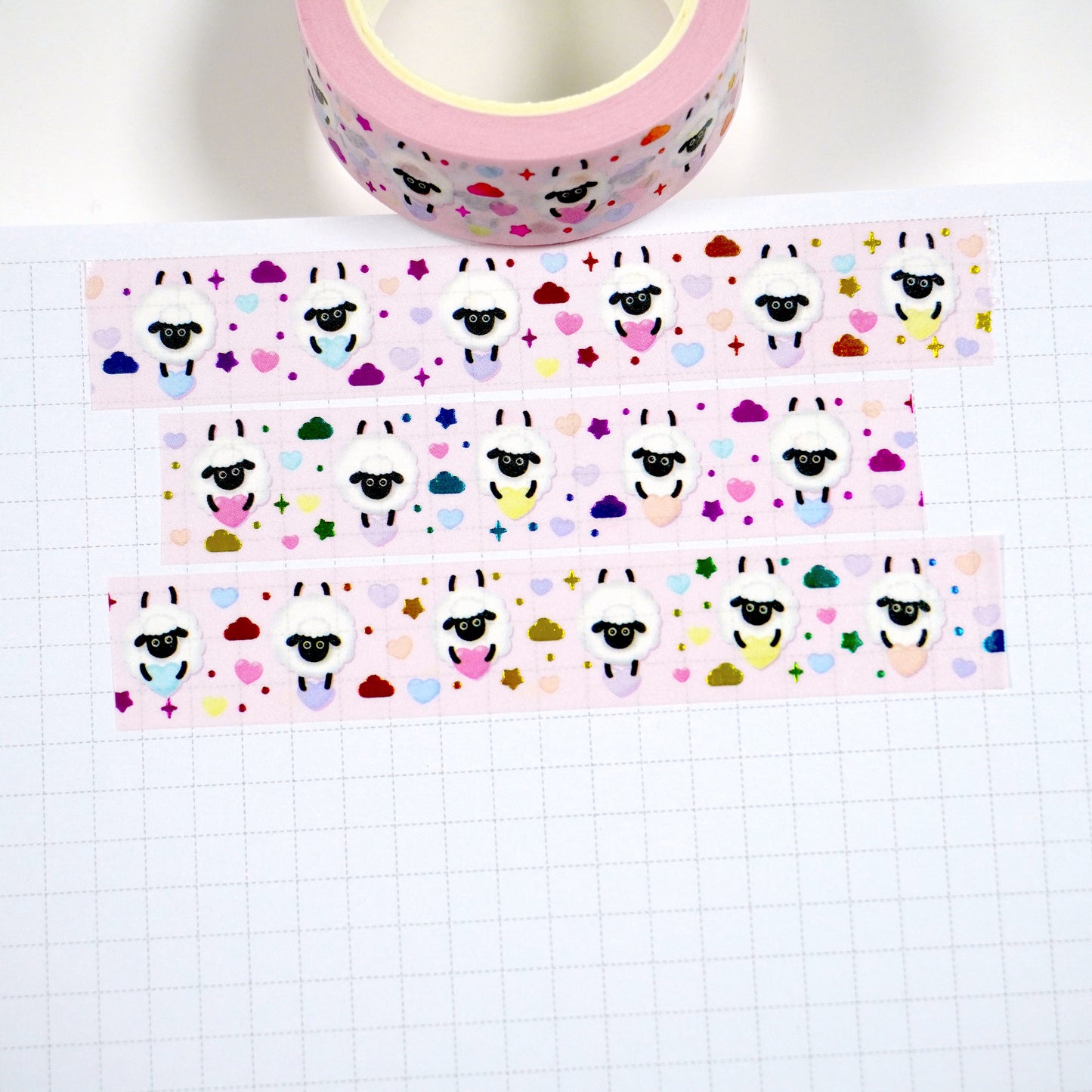 Sheepishly sweet | Rainbow foil | 15mm washi tape