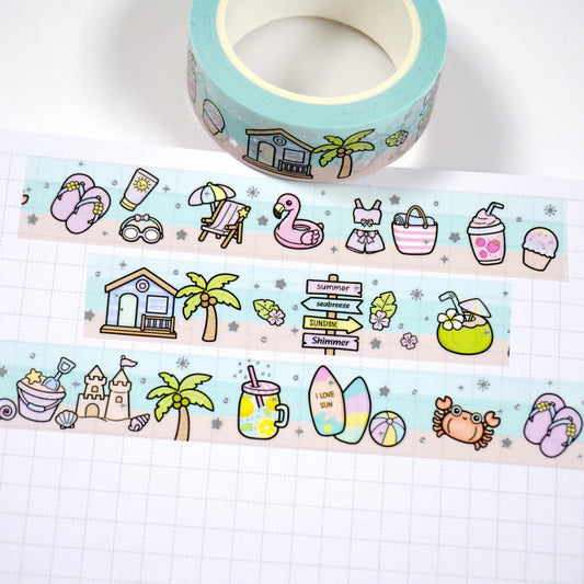 Summer Break | Silver foil | 15mm washi tape