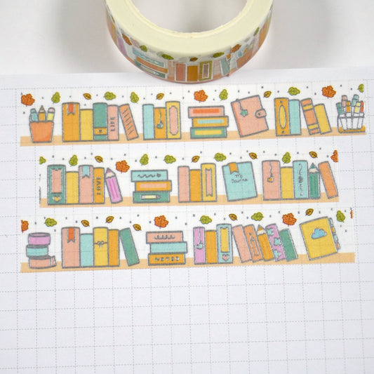 Fall Books | Silver foil | 15mm washi tape