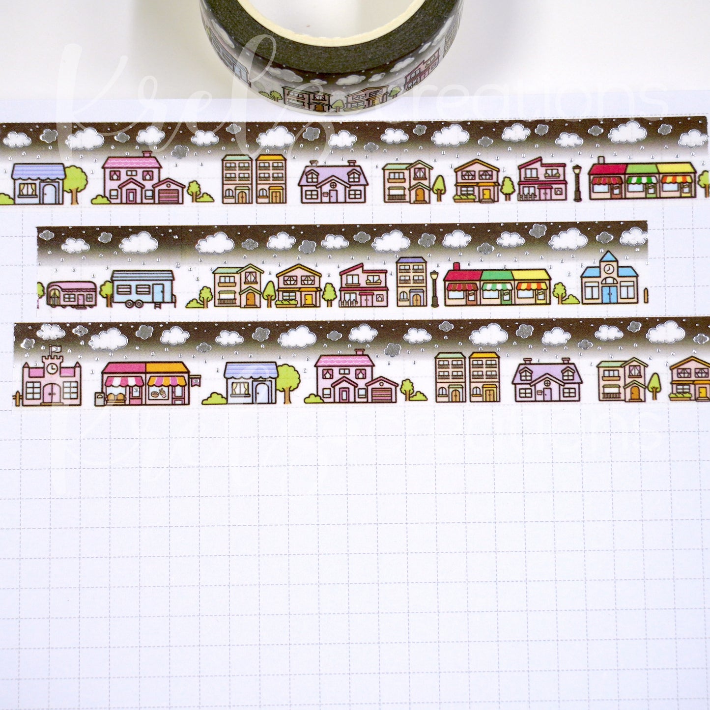 Hello town -Gloomy days | Silver foil | 15mm washi tape