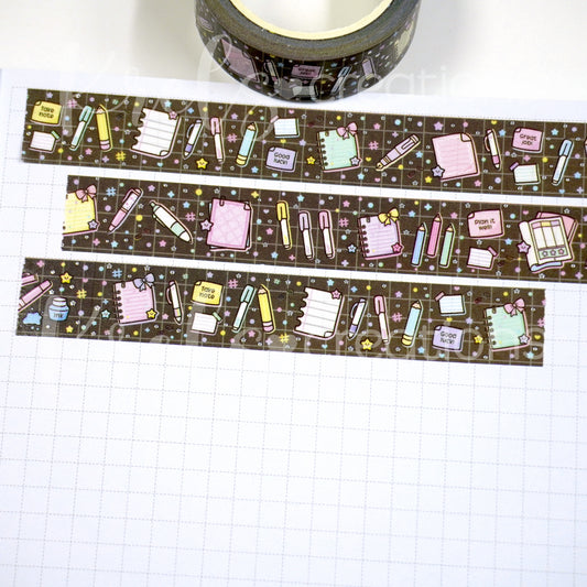 Pen and paper (Dark shade) | Silver foil | 15mm washi tape