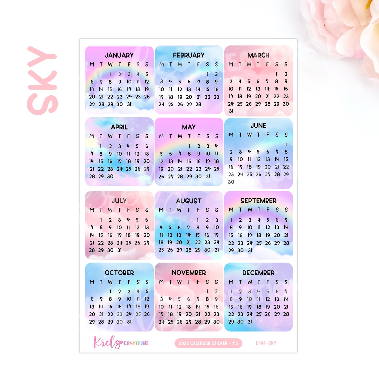D144 | 2025 Calendar sticker (1.5 inch) | PICK YOUR COLOR