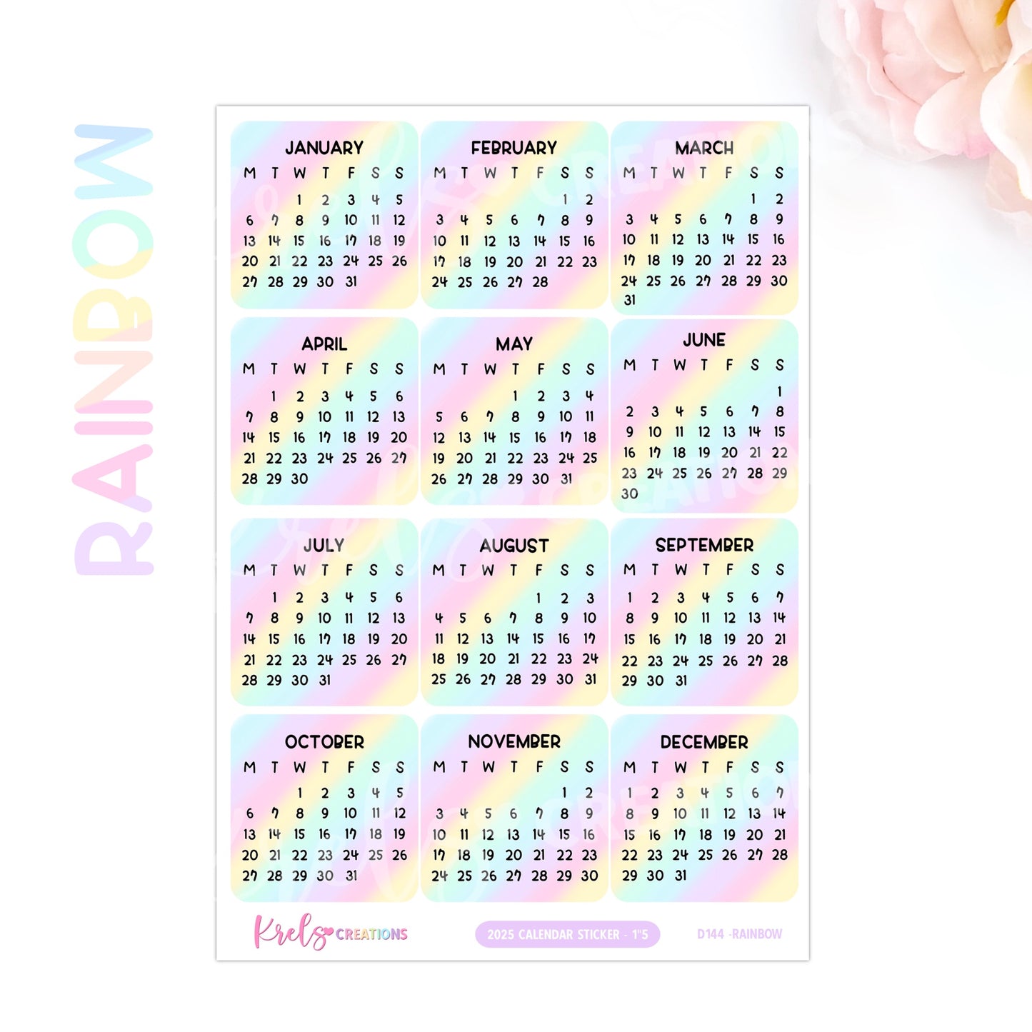 D144 | 2025 Calendar sticker (1.5 inch) | PICK YOUR COLOR