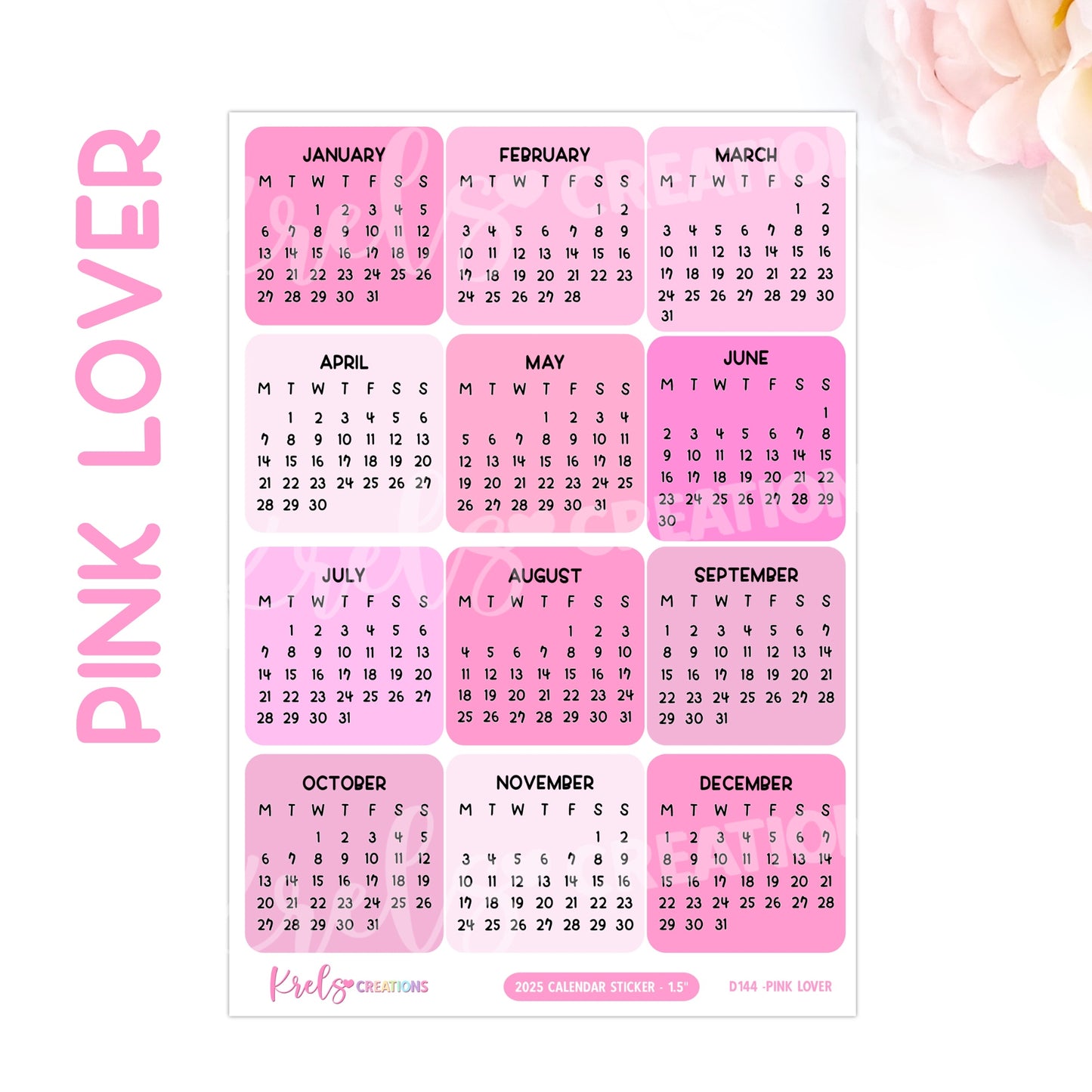 D144 | 2025 Calendar sticker (1.5 inch) | PICK YOUR COLOR