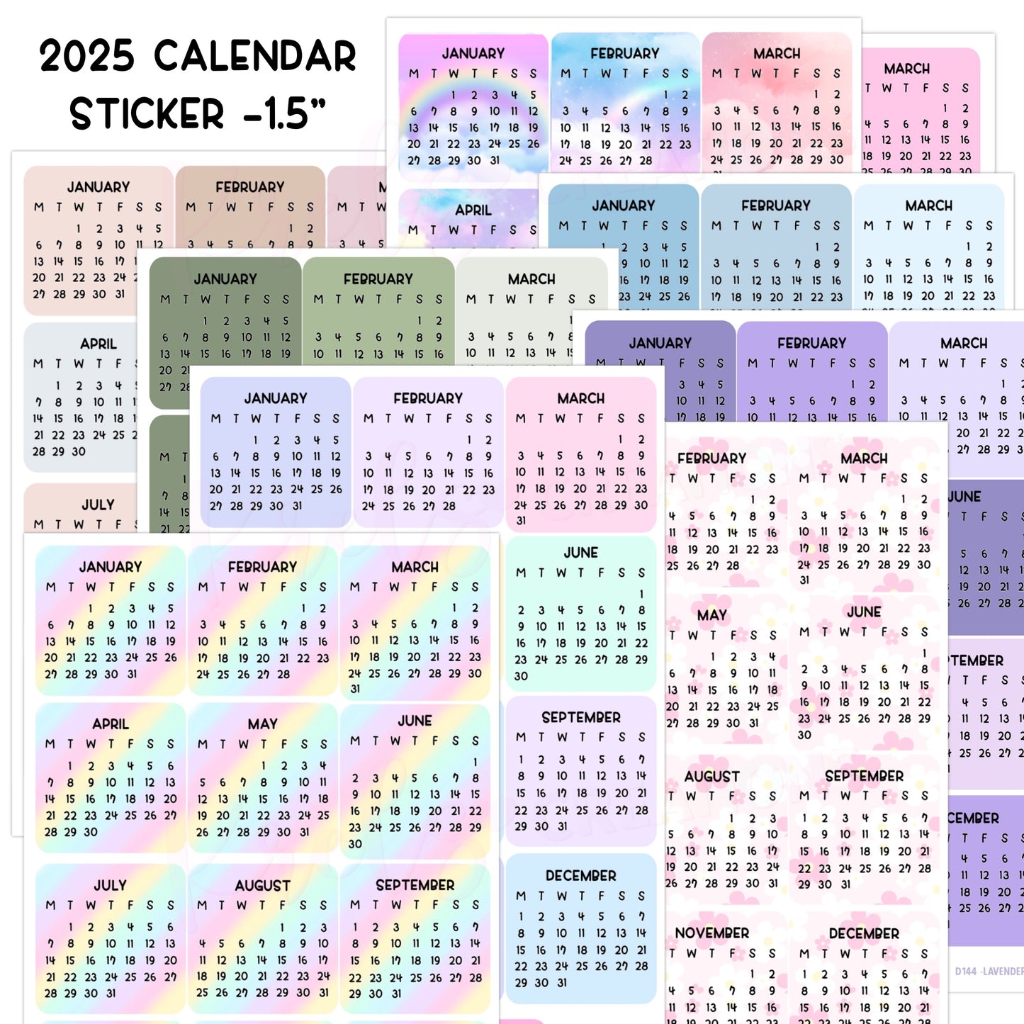 D144 | 2025 Calendar sticker (1.5 inch) | PICK YOUR COLOR