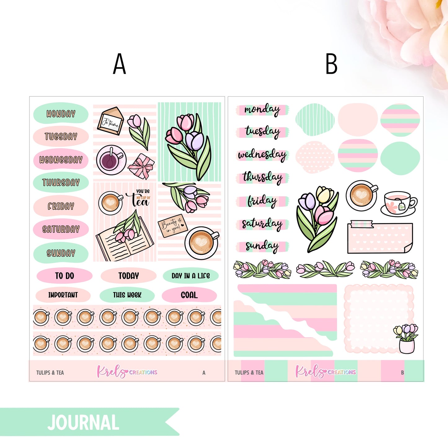 Tulips & Tea | Journaling sticker