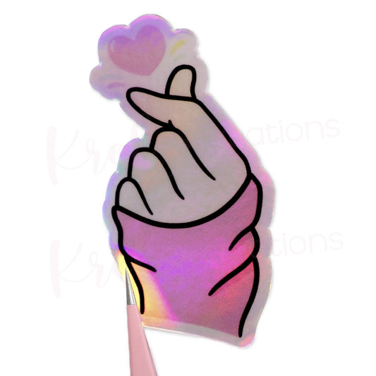Hand heart | Holographic Die-cut sticker