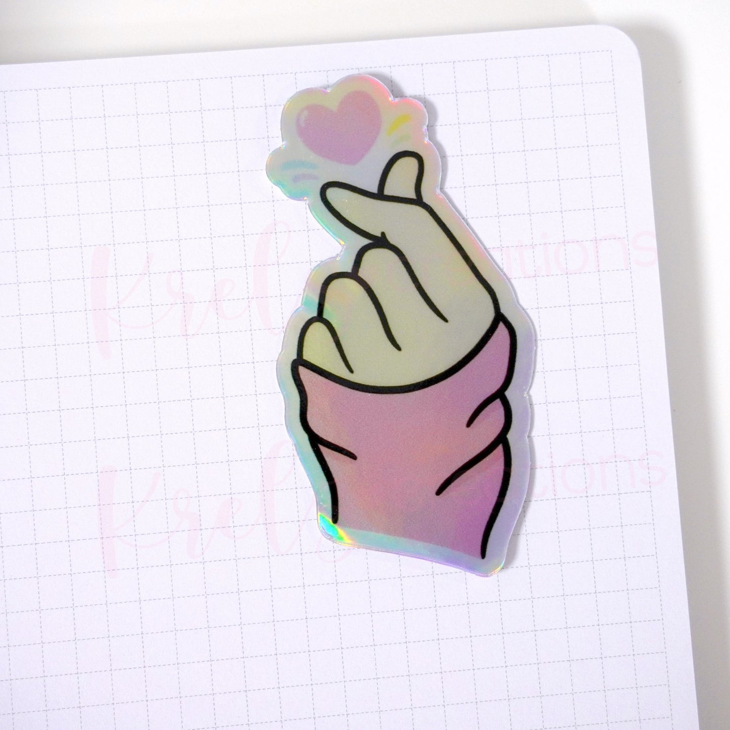 Hand heart | Holographic Die-cut sticker
