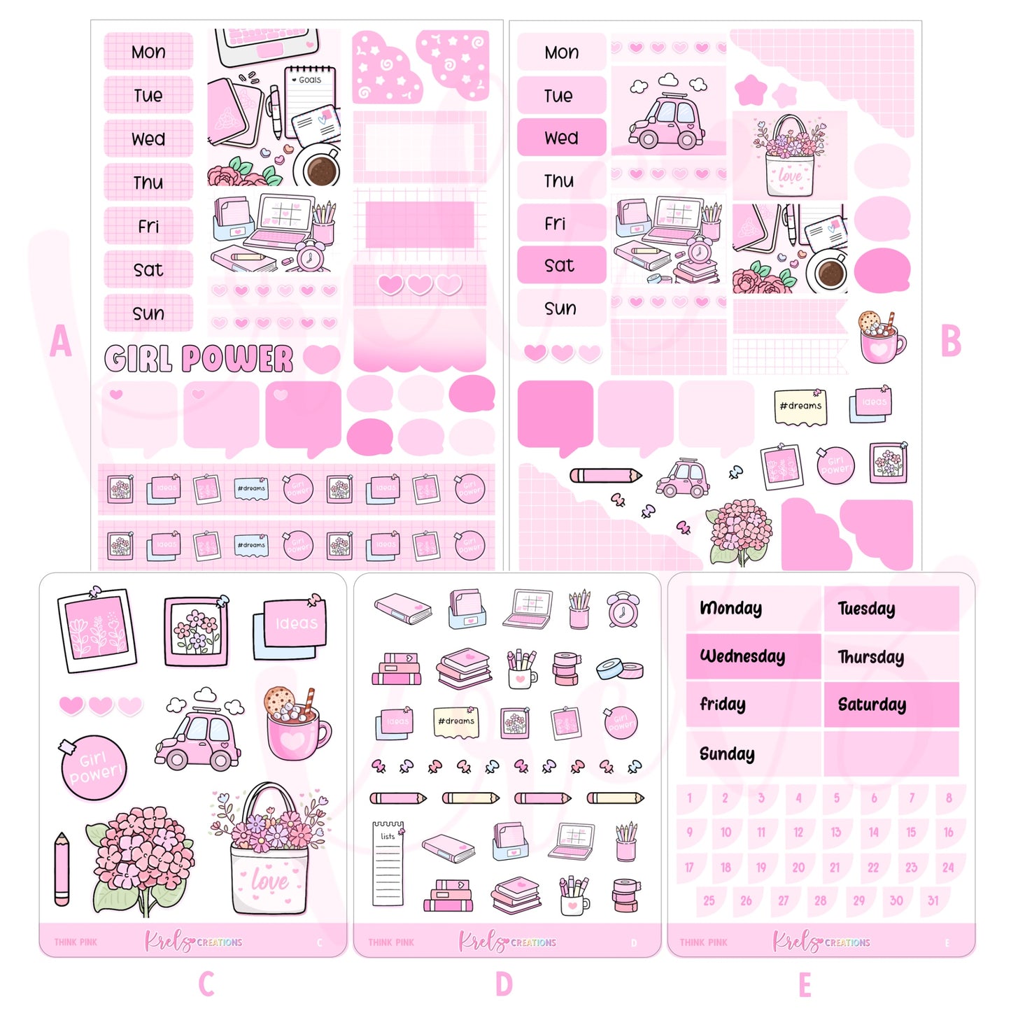 Think Pink | Journaling sticker