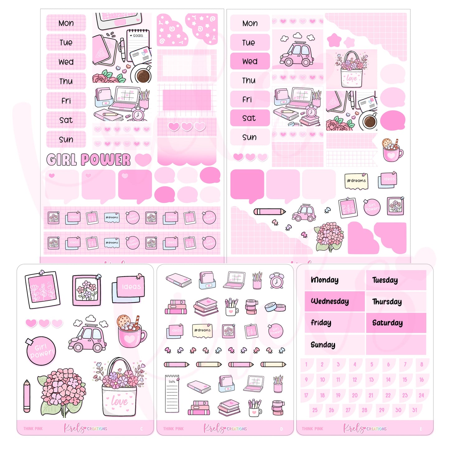 Think Pink | Journaling sticker