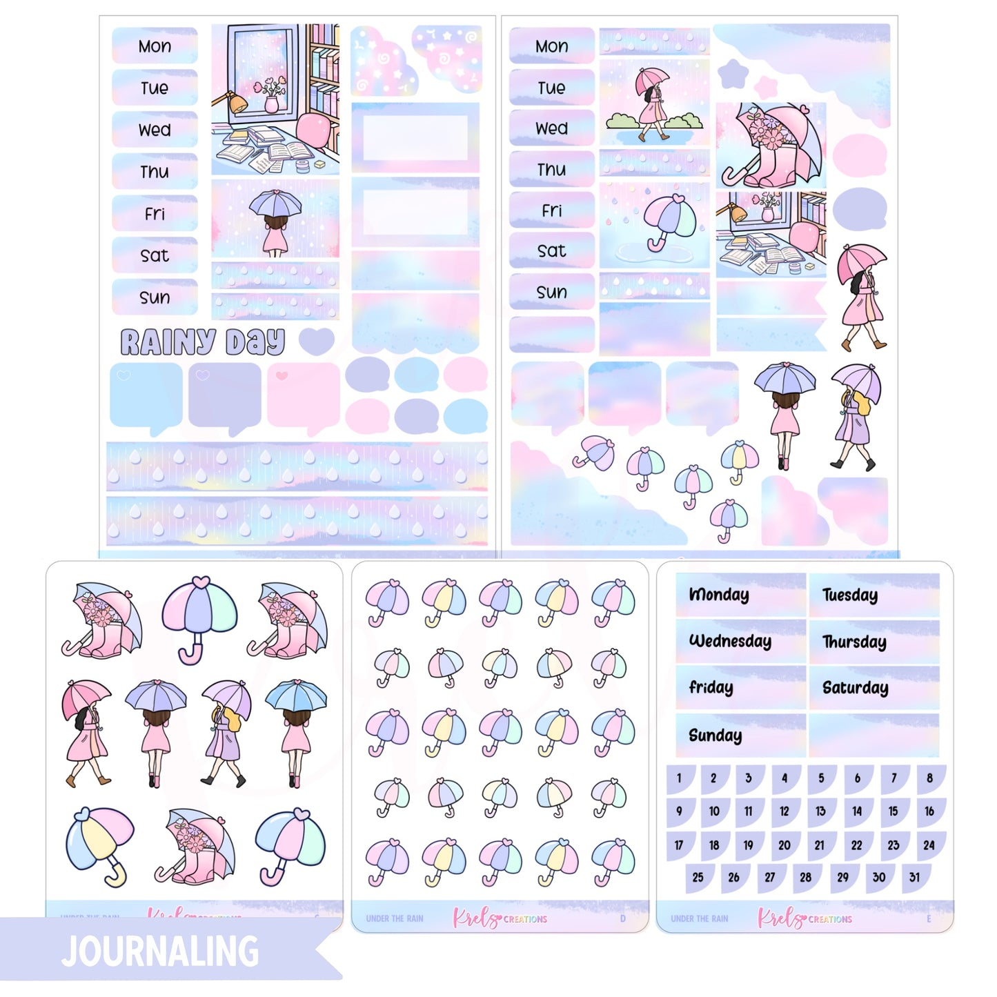 Under the rain | Journaling sticker