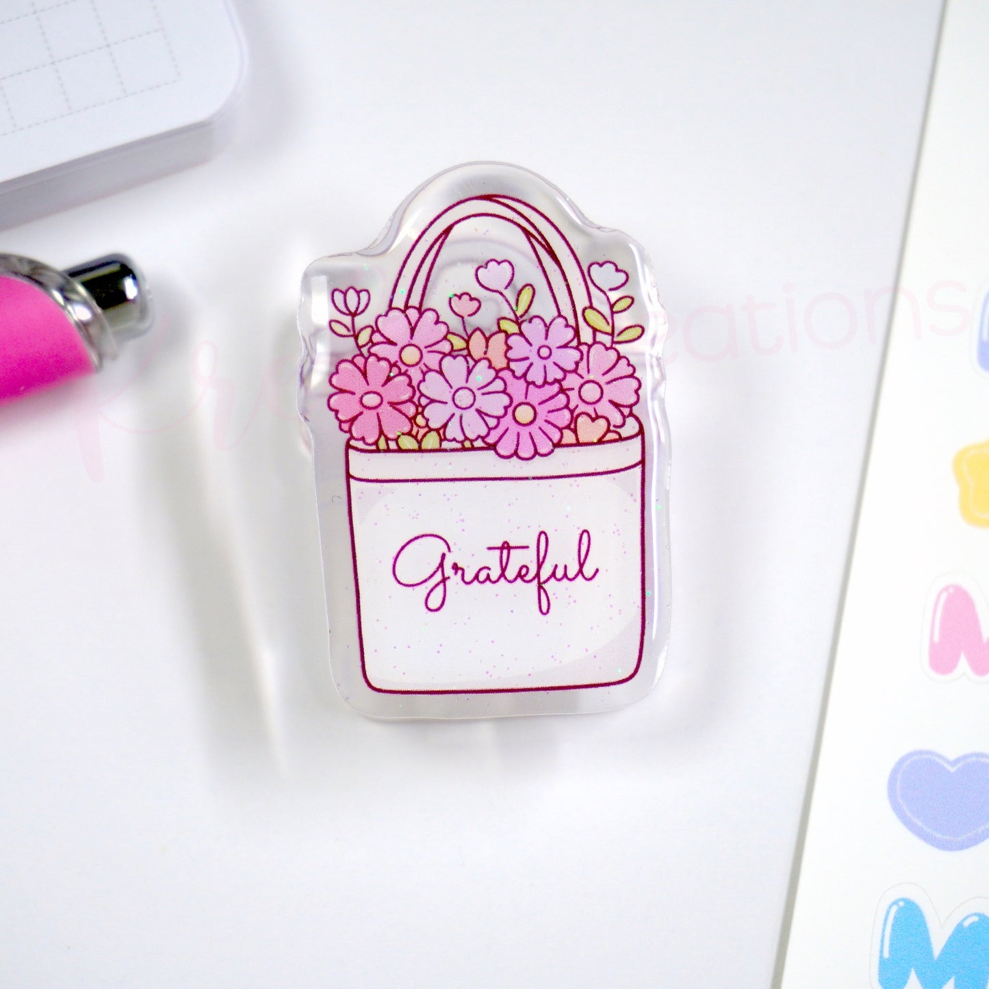 Acrylic paper clip | Bag of flower