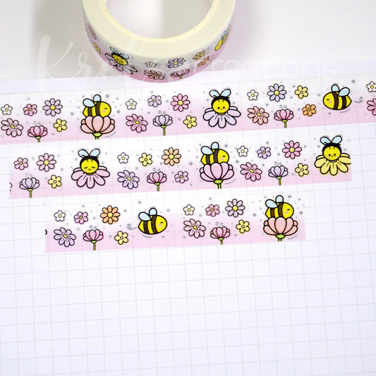 Bee blossoms | Silver foil | 15mm washi tape