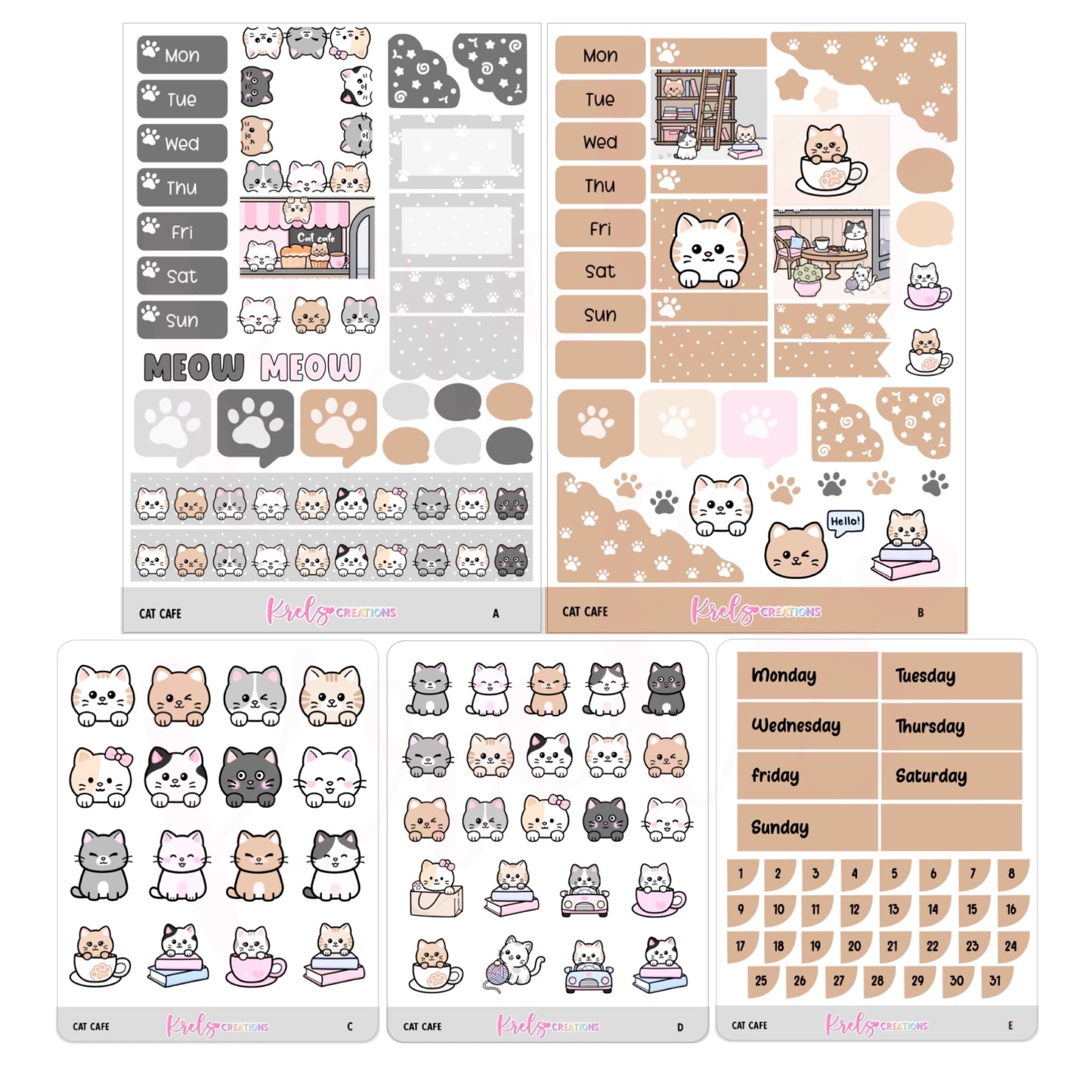 Cat Cafe | Journaling sticker