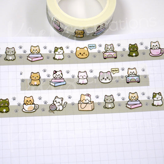 Cat cafe | Silver foil | 15mm washi tape