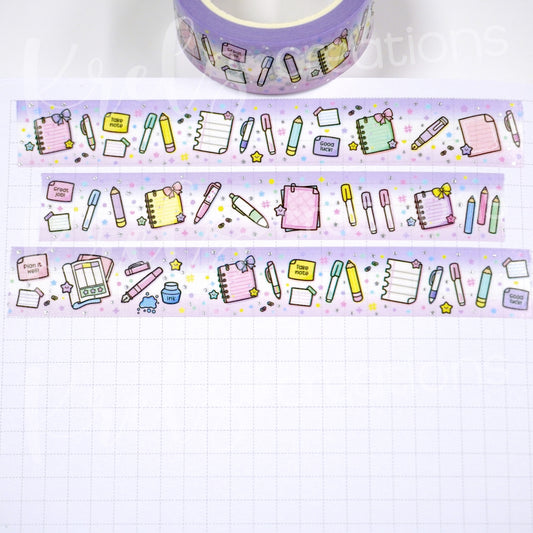 Paper & Pen -Lavender/Pink | Silver foil | 15mm washi tape
