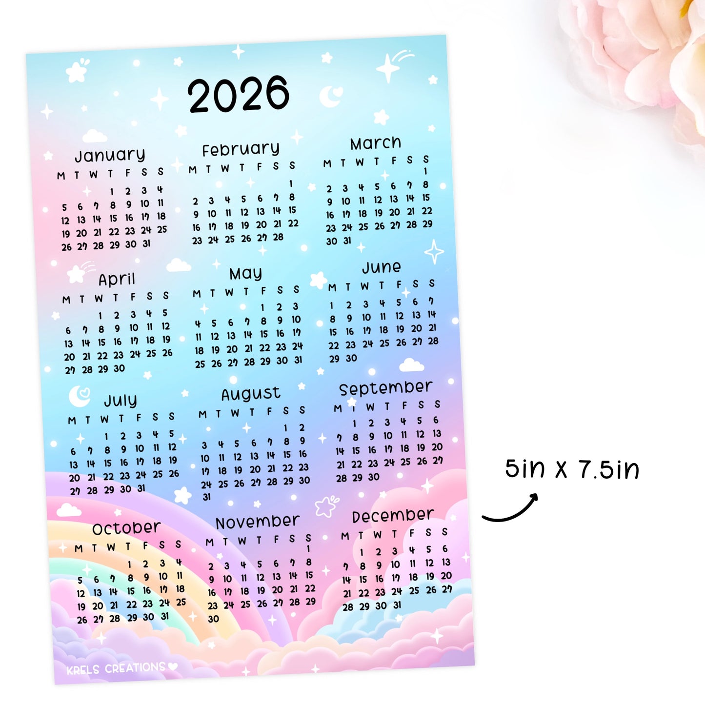D157 | 2026 Calendar sticker | Sky