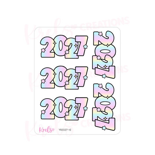 2027 Number sticker -Ombre pastel