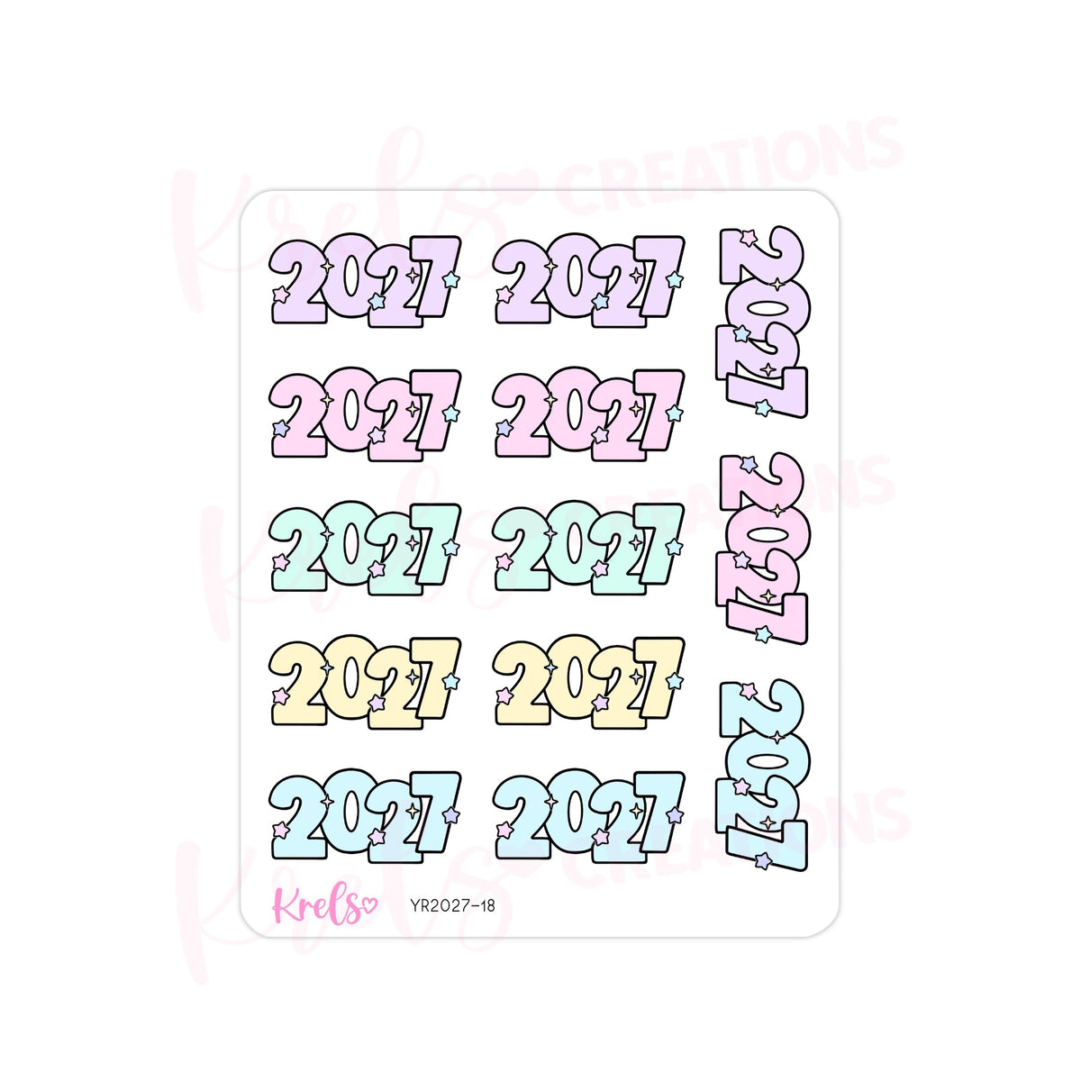 2027 Number sticker -Pastel