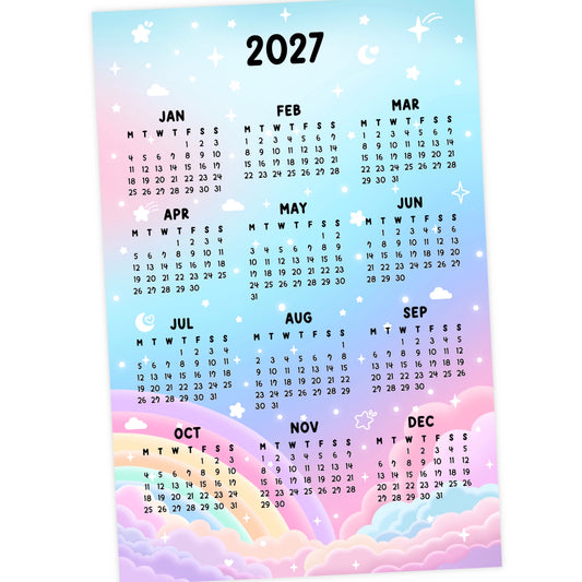 2027 Calendar sticker -Rainbow Sky