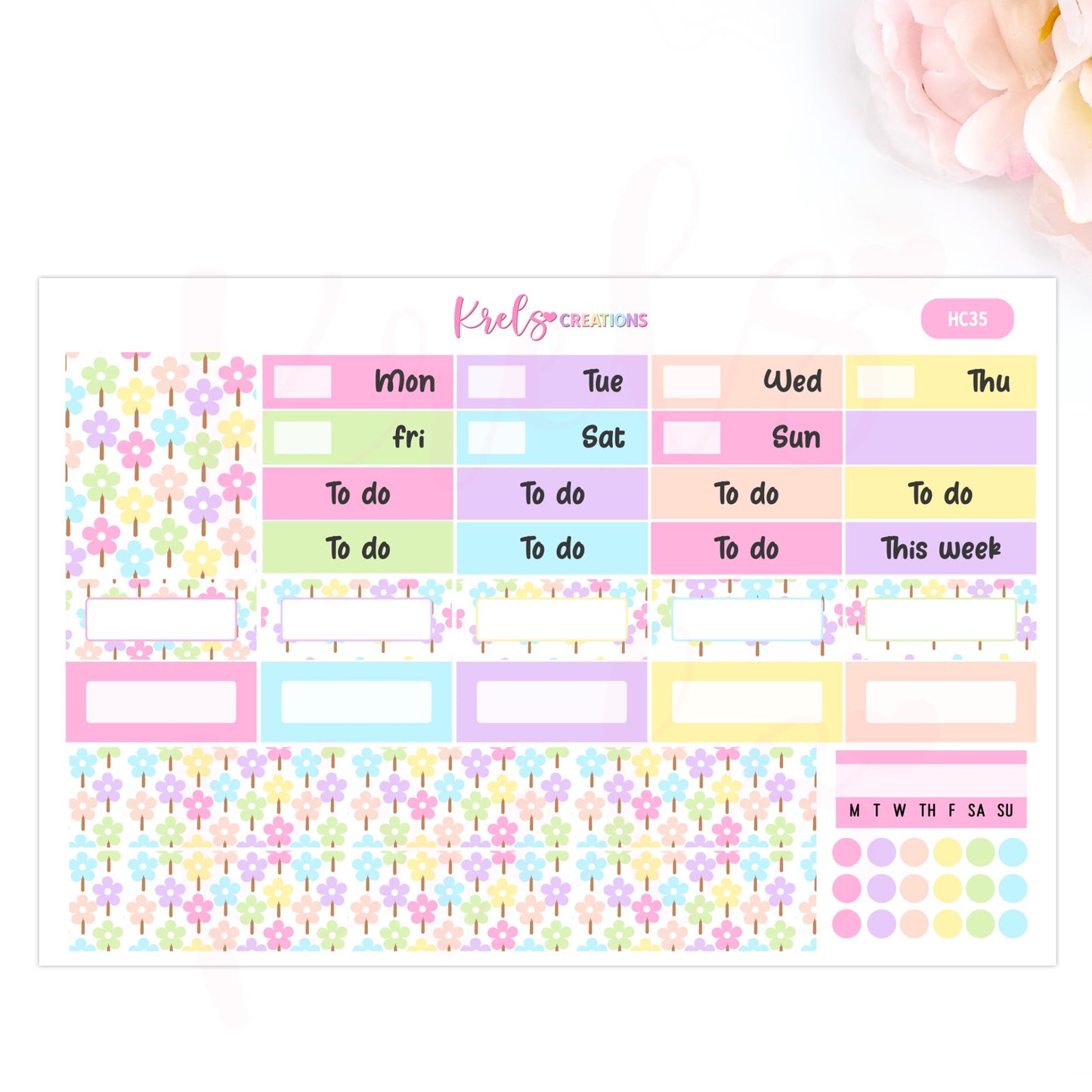 HC35 | Flower rainbow -Pastel | Hobonichi cousin