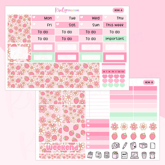 HC44 | Strawberry Daisy | Hobonichi cousin -2 sheets