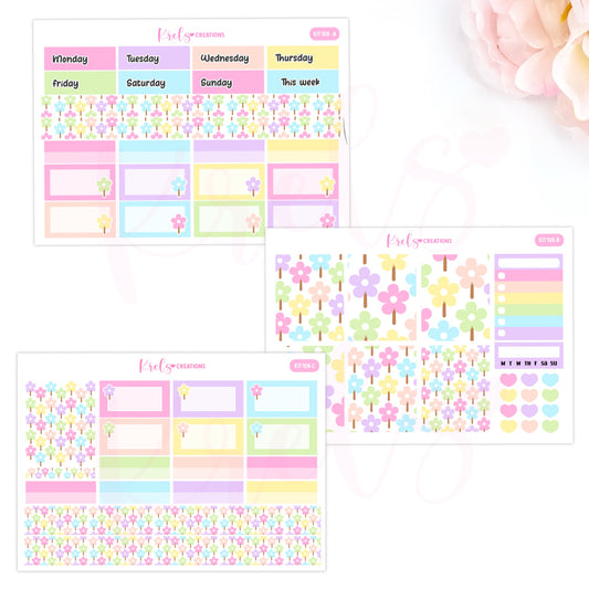 KIT108 | Rainbow flowers -Pastel color | Vertical Kit
