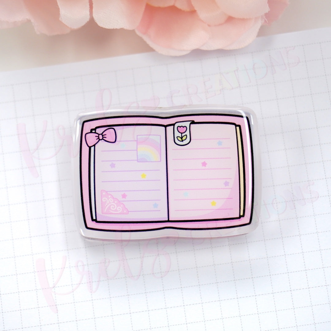 Acrylic paper clip | Pink notebook