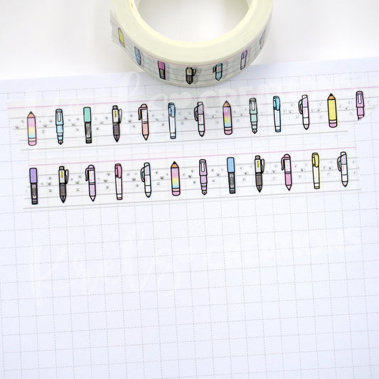 Pen lover | Silver foil | 15mm washi tape